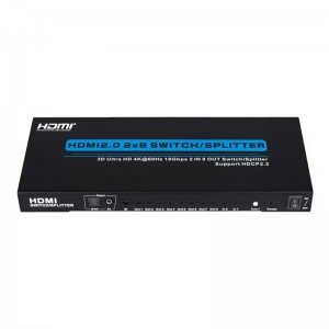 V2.0 HDMI 2x8 Switch \/ Splitter Podpora 3D Ultra HD 4Kx2K @ 60 Hz HDCP2.2