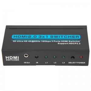 V2.0 HDMI 3x1 přepínač podporuje 3D Ultra HD 4Kx2K @ 60 Hz HDCP2.2