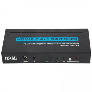 V2.0 HDMI 4x1 přepínač podporuje 3D Ultra HD 4Kx2K @ 60 Hz HDCP2.2