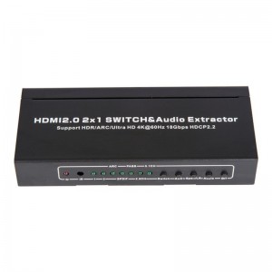Podpora přepínačů V2.0 HDMI 2x1 a audio extraktorů ARC Ultra HD 4Kx2K @ 60 Hz HDCP2.2 18 Gb \/ s
