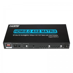 Podpora V2.0 HDMI 4x2 Matrix Ultra HD 4Kx2K @ 60 Hz HDCP2.2 18 Gbps s audio extraktorem