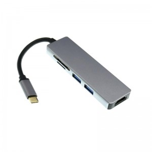 USB typ C do HDMI + 2 x USB 3.0 + rozbočovač karet SD
