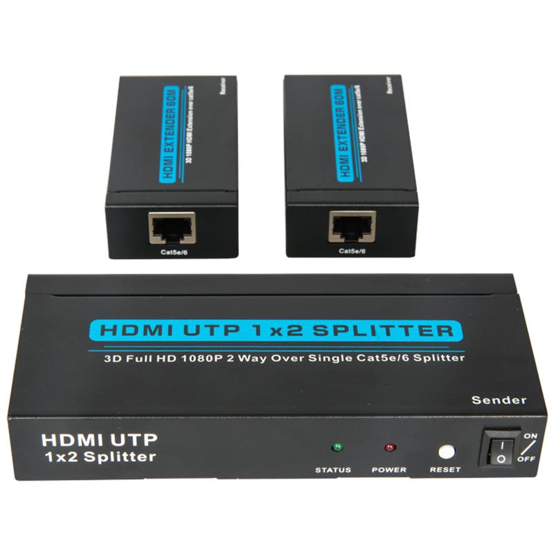 2 porty UTP HDMI 1x2 splitter přes jediný Cat5e \/ 6 se 2 přijímači do 60 metrů